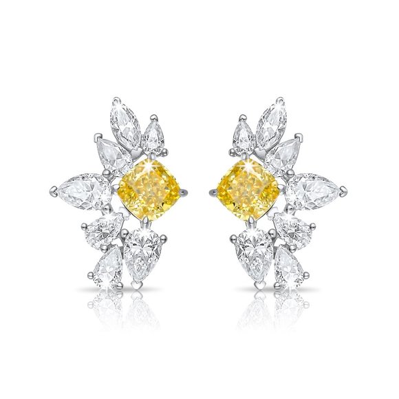 Cushion Cut Diamond 14K (or 18k upon request) Gold Marquise Earrings - Picture 1 of 4